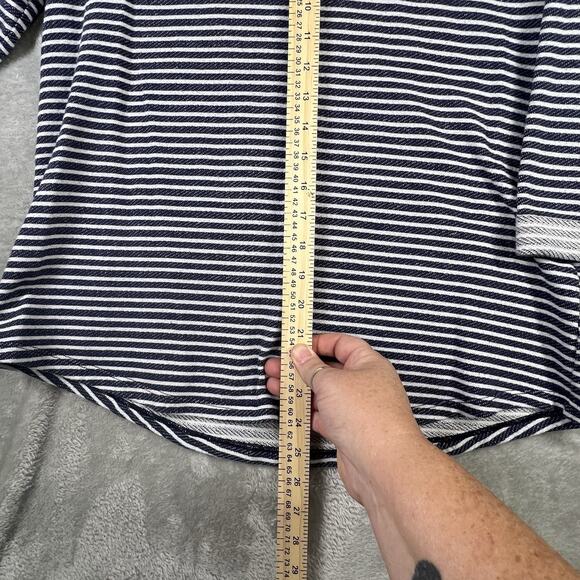 Knit Shirt Womens Sz L Blue White Striped Nautical 3/4 Sleeves - Picture 4 of 10